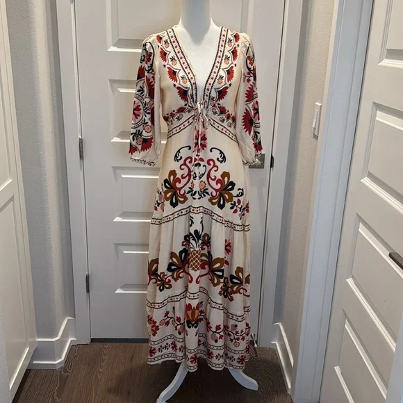 FARM Rio Floral Mandala Long Dress Size M - Picture 5 of 10